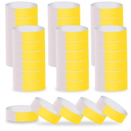 LOMIMOS 200Pcs Paper Wristbands for Events,Event Wristbands Waterproof Neon Party Bracelets Lightweight Arm Bands for Music Festival Concert Contest Club Bar Party Entrance(Yellow)
