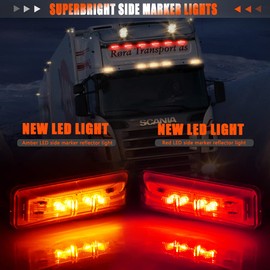 nifeida 4PCS 4Inch Waterproof Trailer Side Marker Light 4LED Amber/Red Clearance Lights Front Rear Surface Mount for Trailer Truck Boat RV Camper DC12V [2 Red & 2 Amber]