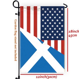 Scotland USA Friendship Garden Flag,12x18 in Heavy Duty Scottish American Combo Outdoor Banner for Patio Yard with Double Side