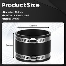 TranRantic 100mm Rubber Coupling for Soil Drain Repair, Drainage Pipe Fittings, Rubber Sleeve Connector with 2 Hose Clips, Toilet Waste Pipe Connector for Connecting Duct fans Carbon Filter Rigid Pipe