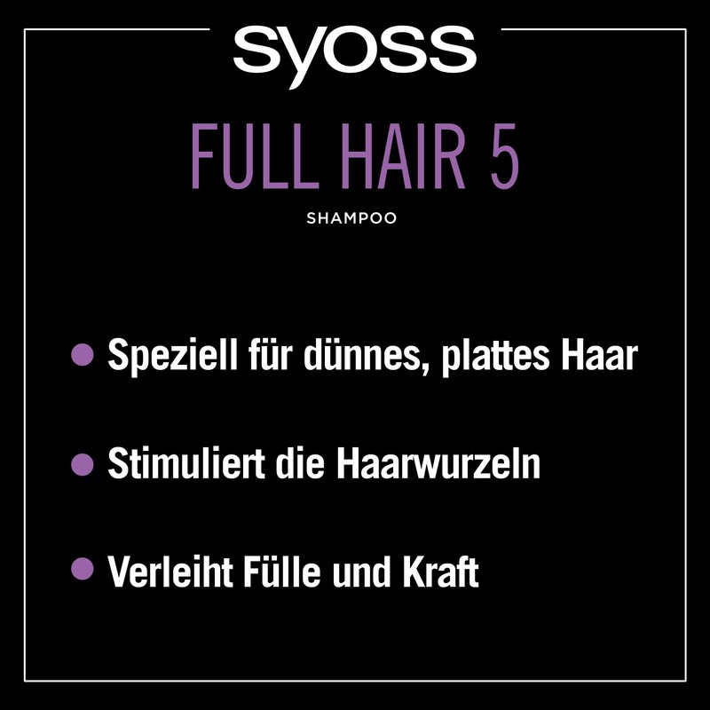 Syoss Full Hair 5 (440 ml), Volume Shampoo for Thin