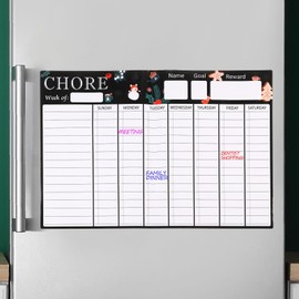 PATIKIL 16.9" x 11.8" Magnetic Chore Chart, 2 Pcs Dry Erase Whiteboard Weekly Chart Calendar for Home Office Checklist Organized, White