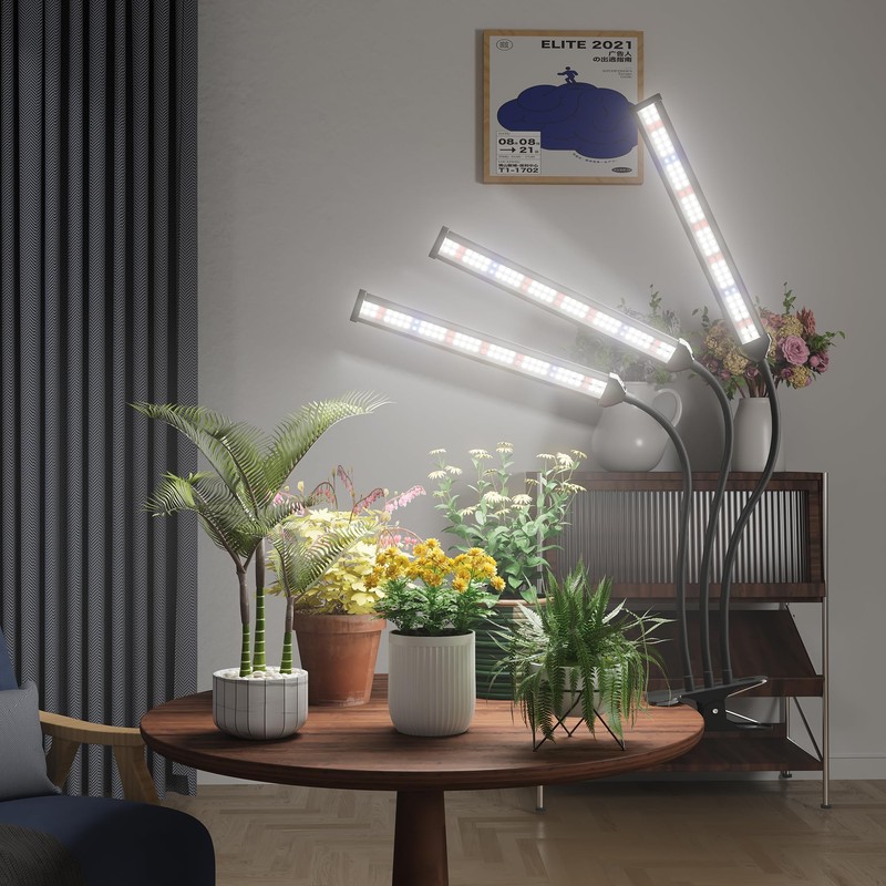 GooingTop Grow Light LED Gooseneck Lamp,Triple-Head Full Spectrum 222 LED