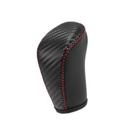 A ABSOPRO Faux Leather Gear Shift Knob Cover for Nissan Altima 2019-2021 Sentra Versa 2020-2021 Kicks 18-21 Ar Protect Accessories Case Carbon Fiber Black with Red Stitches Item Replacement
