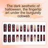 Gothic Red Press On False Nails – Handmade Long Square