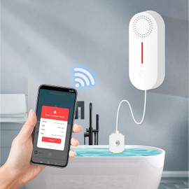 WiFi Water Leak Detector Alarm: Intelligent Water Sensor, 100 dB Low Water Level Sensor with Tuya APP Remote Monitoring, Wireless Tank Level Monitor for Basement, Kitchen, Bathroom (1PCS)