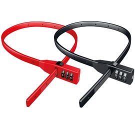 BASI Pack of 2 Cable Tie Lock, Universal Security Strap with Steel Core, Ultralight & Flexible, Multifunctional Lock Cable Lock, Colour Red and Black, Pack of 2