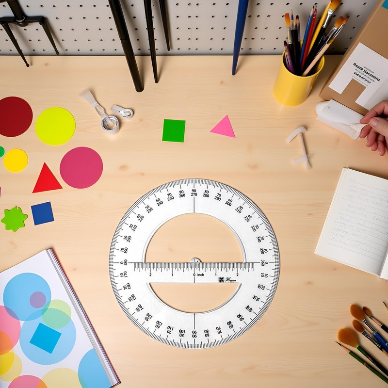 1Pc 360 Degree Protractor Round Ruler Gauge Angular Drafting Tools