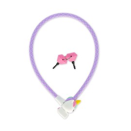 Legami - Bicycle lock, bicycle lock with key, unicorn motif, polyester exterior, metal inside, length 75 cm, children's bicycle accessories