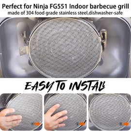 2PCS Stainless Steel Splatter Shield for Ninja Foodi FG551 Air Fryer, Splatter Screen Replacement Parts Compatible with Smart XL 6-in-1 Indoor Grill, FG550/BG500A/DG551 Accessories