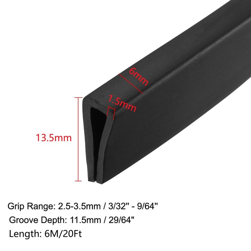 TA-VIGOR Edge Trim U Seal Black Rubber U Channel Edge
