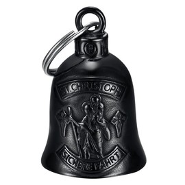 MOCY BELL - Clochette Moto St. Christopher Safe Ride Allemand Guardian Gremlin Mocy Bell Acier Stainless Steel Black
