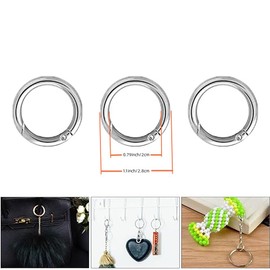 20 pcs Zinc Alloy Round Carabiner Spring Snap Clips Hook Key Chain Jump Rings O Ring Metal Secure Holder Durable Rust-Proof for Bags Purses Organizing Accessory,2.8cm