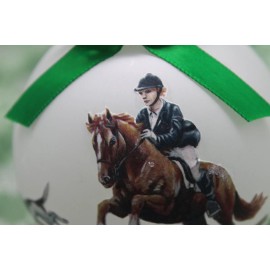 H044c Hand-made CUSTOMIZABLE Christmas Ornament horse -chestnut fox hunter hound