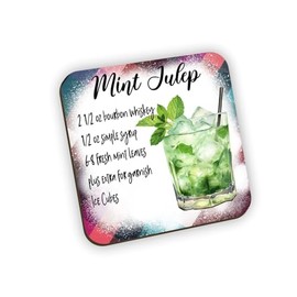 Customised Print Mint Julep Cocktail Recipe Drinks Coaster, Full Colour Digitally Printed