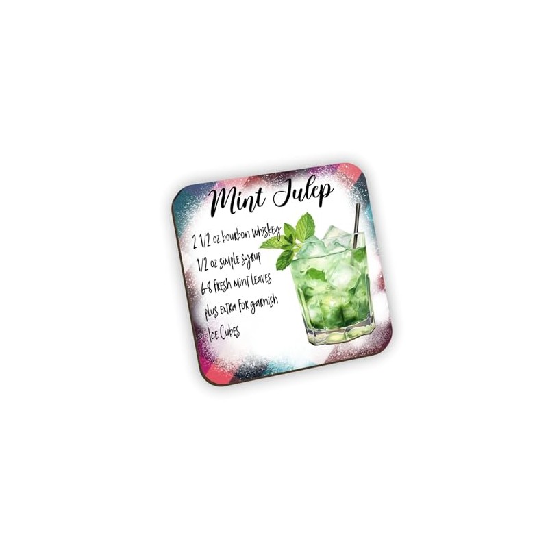Customised Print Mint Julep Cocktail Recipe Drinks Coaster, Full Colour