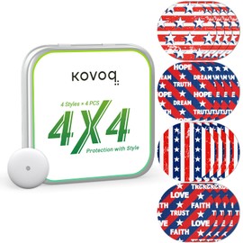 Kovoq - Freestyle Libre 3 Sensor Covers, 16 Printed Waterproof Libre 3 Covers, 1 Hardshell Cover for Enhanced Safeguard, Breathable, 14 Days Protection with Style (Patriot Collection)