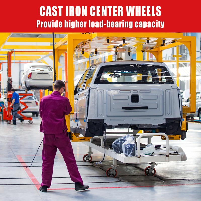 CWfutureparts 6"X2" Heavy Duty Industrial Casters,Crowned Polyurethane Tread Cast Iron