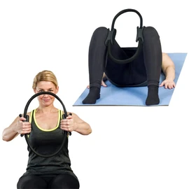 CampTeck U6932 - Double Handled Pilates Ring - Yoga Gym Fitness Exercise Dual Band Circle - Black