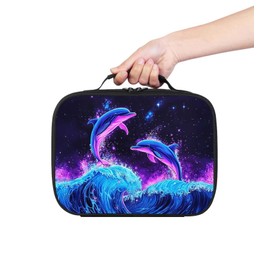 AnySmic Dolphin Lunch Box for Girls Kids, Sea Animal School Lunch Bag with Handle for Student, Cute Ocean Animal Reusable School Lunchbox for Children Age 6-12