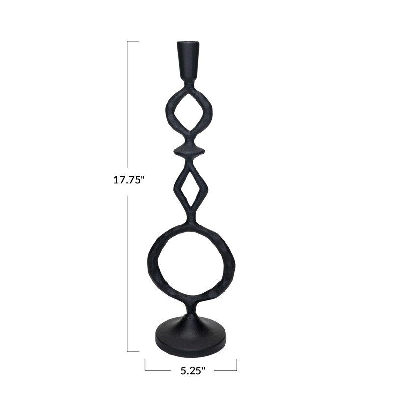 Bloomingville Decorative Cast Metal Taper Candle Holder, Black