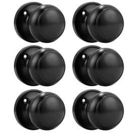 Probrico (6 Pack Classic Closet Door Knobs Dummy Door Knob, Individual Non-Turning Dummy Door Knob Single Side, Black Interior Door Knobs, Easy Installation