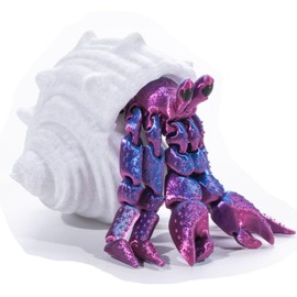 QINGMIAO 3D Printed Toys, 3D Printing Hermit Crab, Articulated Crab Finger Toys,Stress Relieving Toys, Home Office Decor Desk Toys Pet (Chameleon Purple)
