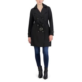 Cole Haan Women's Double Breasted Trench Coat, Black, Medium