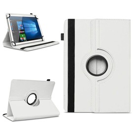 na-commerce Robust Universal Protective Case for 10-10.1 Inch Tablet, Made of High-Quality Artificial Leather, 360° Rotatable Case, Stand Function, White