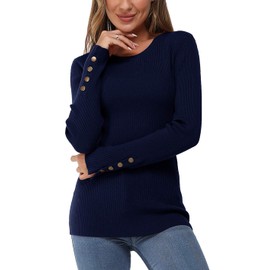 Newshows Women's Jumpers for Women UK Crew Neck Long Sleeve Tops Fit Knitted Ladies Jumpers Warm Sweater Sapphire