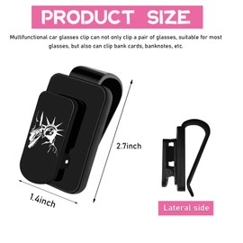Ohleats Sunglasses Holder for Car Sun Visor, Statue of Liberty Metal Auto Eyeglass Hanger Clip, Multi-Function Ticket Card Clip Eyeglasses Mount, Car Accessories for Men Women (Black)