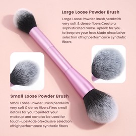 MAANGE 7pcs Makeup Brush Set Double Sided Kabuki Makeup Brushes Contour Brush for Foundation Liquid Powder Concealer Cream Cosmetics Bronzer Blending Blush Buffing Makeup Tools (Pink)