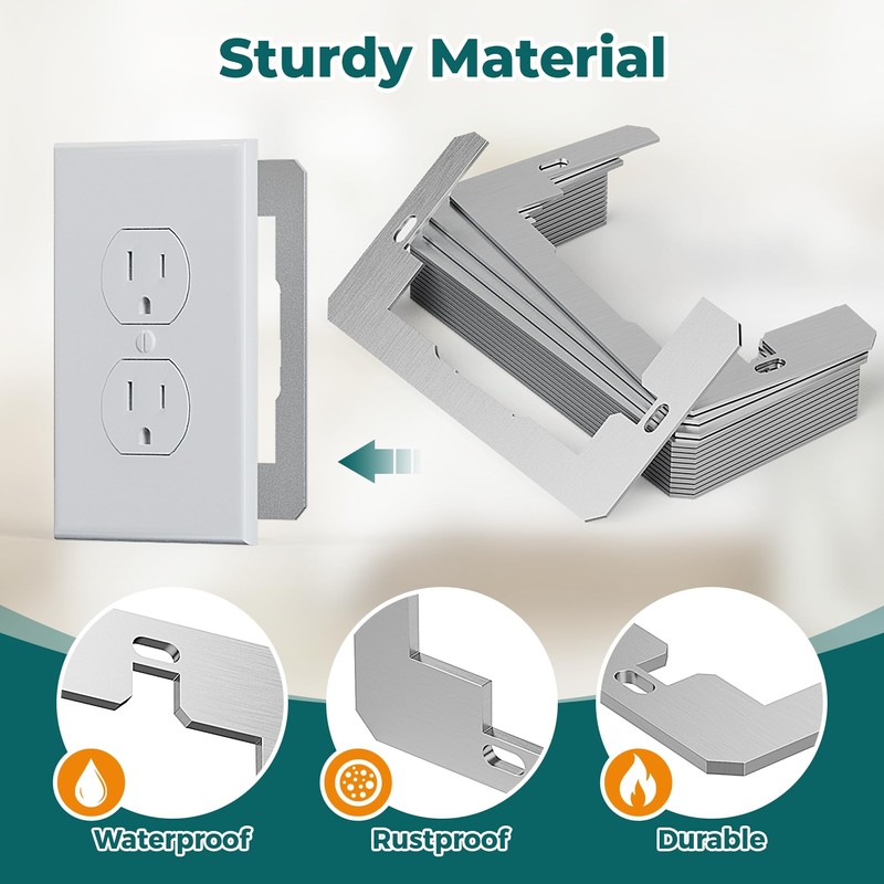 Wuno Shop 30 Pcs Wall Plate Spacers, Metal Outlet Spacers