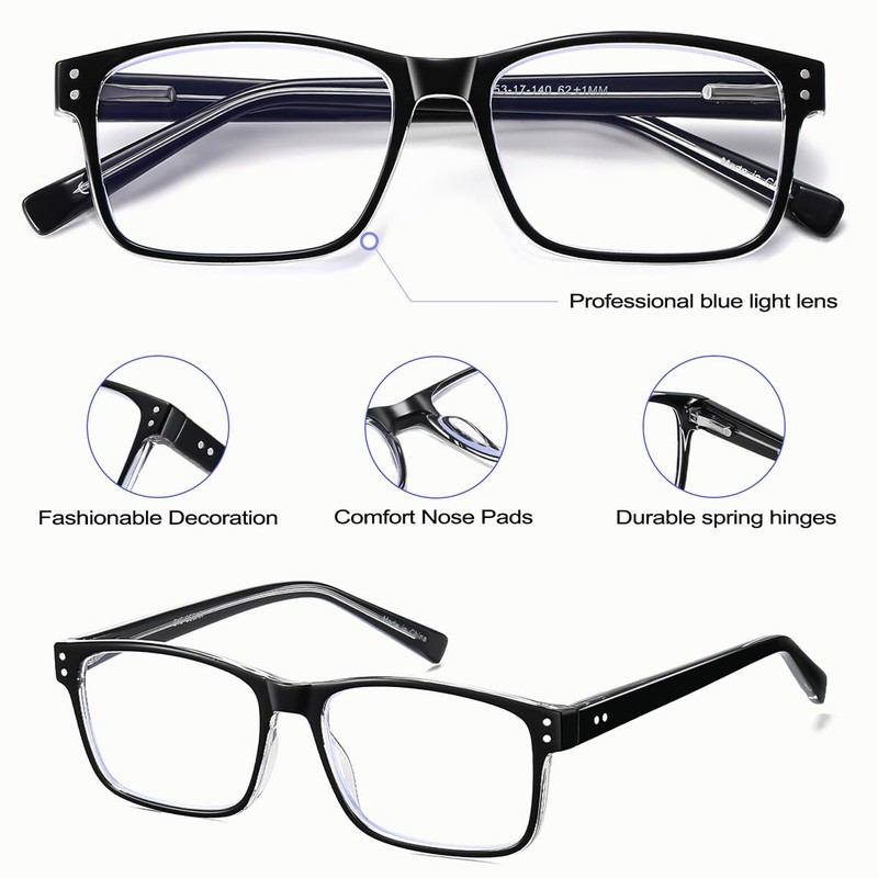 EYECEDAR 4-Pack Reading Glasses for Men Blue Light Blocking Readers
