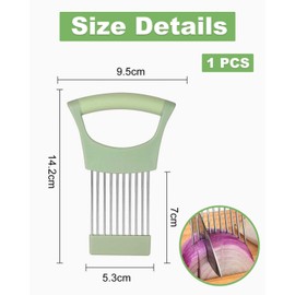 JUKOTA Edelstahl Zwiebelschneider Halter,Gemüseschneider Maschine Shredders Slicer mit Schutzabdeckung,Zitronenfrucht Schneider,Schneidehilfswerkzeug(Grün)