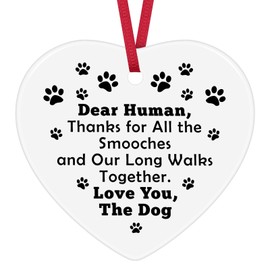 Dog Owner Gifts for Women Men Dog Lovers Gifts Dog Ceramic Ornament Keepsake Sign for Dog Mum Dog Dad Christmas Thanksgiving Birthday Mothers Day from Dog