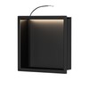 Neodrain Recessed Shower Niche with Light, 12"X12" Matte Black Stainless