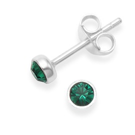 Heather Needham Sterling Silver Green Cubic Zirconia Earrings - Emerald Green Cubic Zirconia stud earrings - SIZE: 4mm. Gift Boxed 5554EM