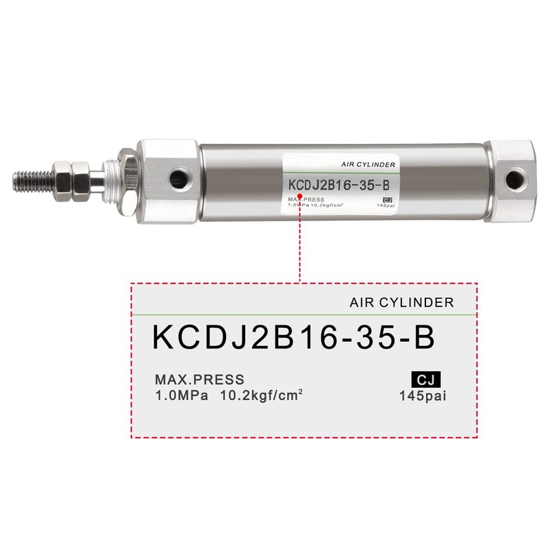 Heschen Slim Air Cylinder, Pneumatic Cylinder CDJ2B 16-35, M5 Port,