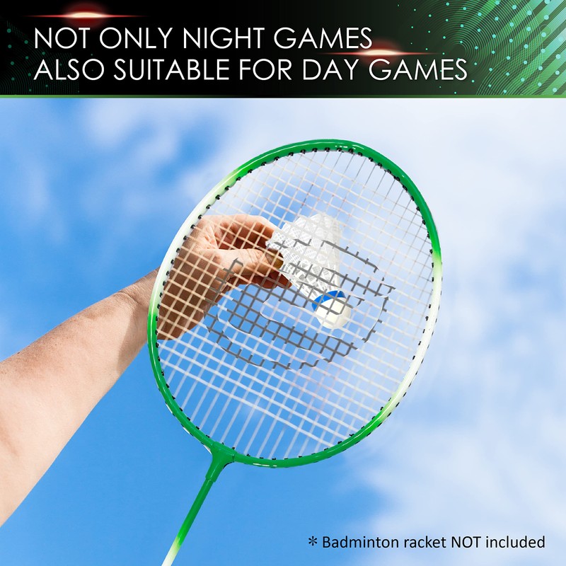 E-Jet LED Badminton Shuttlecocks, Badminton Birdies 4pcs - Lighting Glow