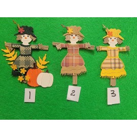 Niki's Girl Scarecrow Pumpkin Wheat Combo Cardstock die cuts For scrapbook cards #1-3