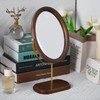 Tstarer Desk Makeup Mirror with Solid Wood,Elliptical Vanity Table Mirror