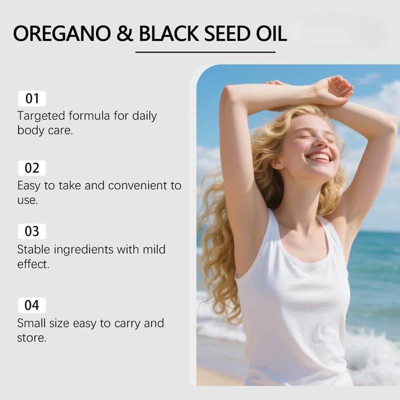 Aceite de orégano con aceite de semilla negra, apoyo inmunológico
