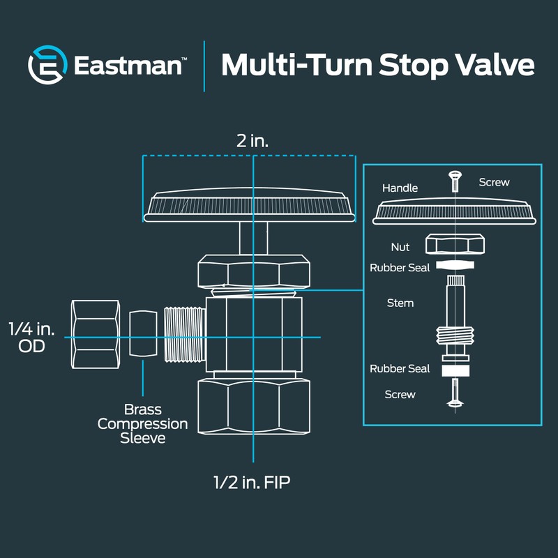 Eastman 1/4 Inch OD Compression x 1/2 Inch FIP Compression