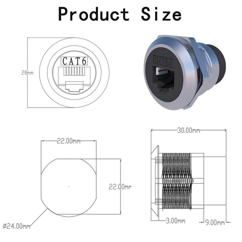 ANMBEST 10PCS RJ45 Panel Mount Connector, Cat6 8P8C Ethernet LAN