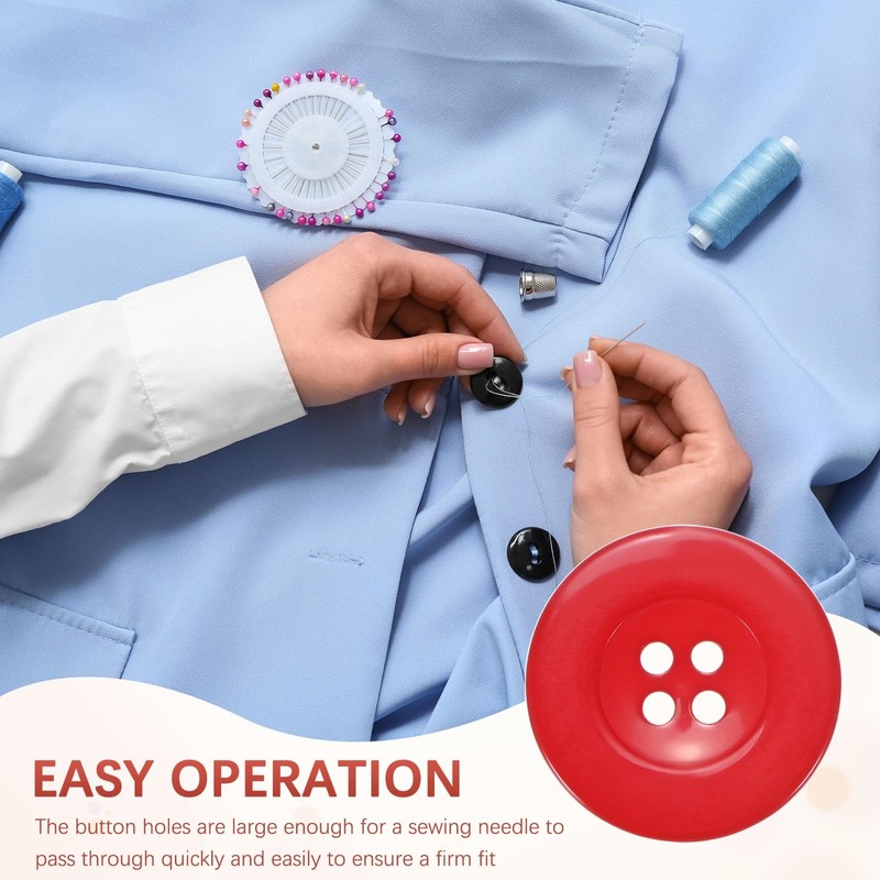 Sewing Buttons [10pcs] - 1.2 Inch/ 30mm 48L Resin Round