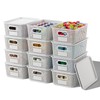 Plastic Storage Basket with Lids 12 Pack Stackable Storage Bins