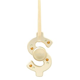 24K Gold Plated Hanging Christmas Tree Dollar Sign Ornament with Matashi Crystals, Christmas Decorations for Holiday Wedding Party Decoration, Tree Ornaments Ribbons Included, Shiny, Metal Finish