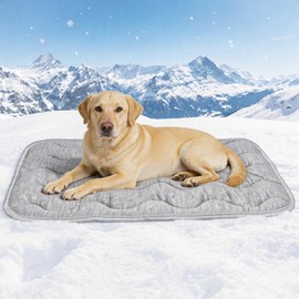 PETZOOKA Dog Cooling Mat Q-Max>0.4 39.4" *27.6" Self Cool Pad for Dogs and Cats with Anti-Slip Bottom, Washable Portable Pet Sleeping Pad for Summer，Larger Size Grey