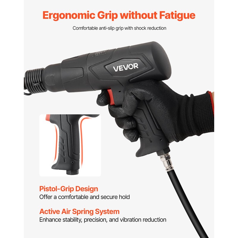 VEVOR Air Hammer, 2500-2700BPM Pneumatic Hammer with 2.76-inch Stroke &